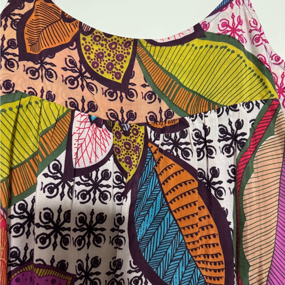 Postella Multicolor Boho Leaf Print Spaghetti Str… - image 2